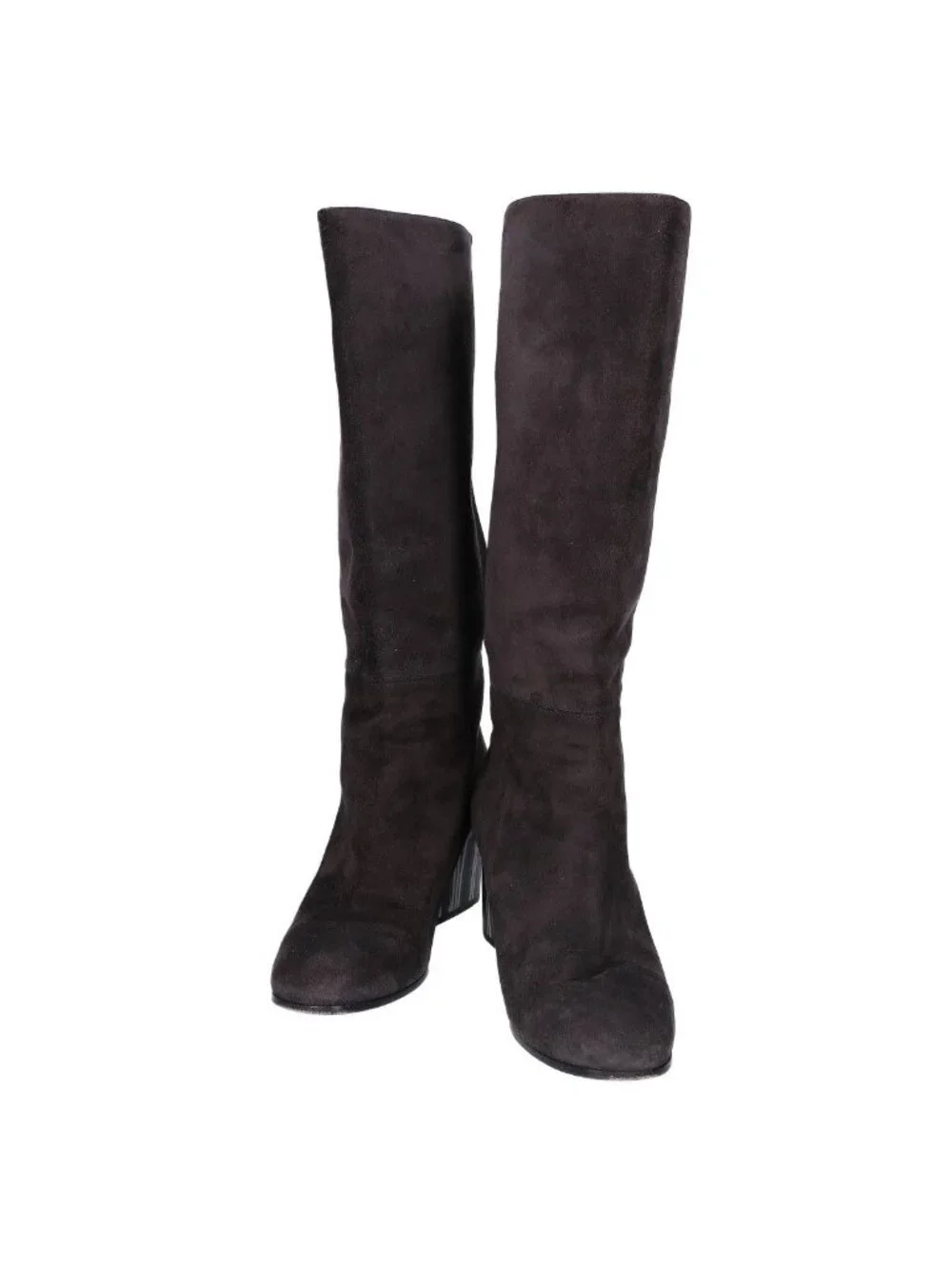 Hermes Striped Chunky Heel Suede Long Boots